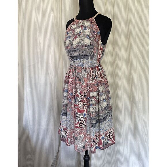 Anthropologie Floreat Womens Castle Lake Silk Dress Halter Rope Tie size XSmall - Picture 3 of 8